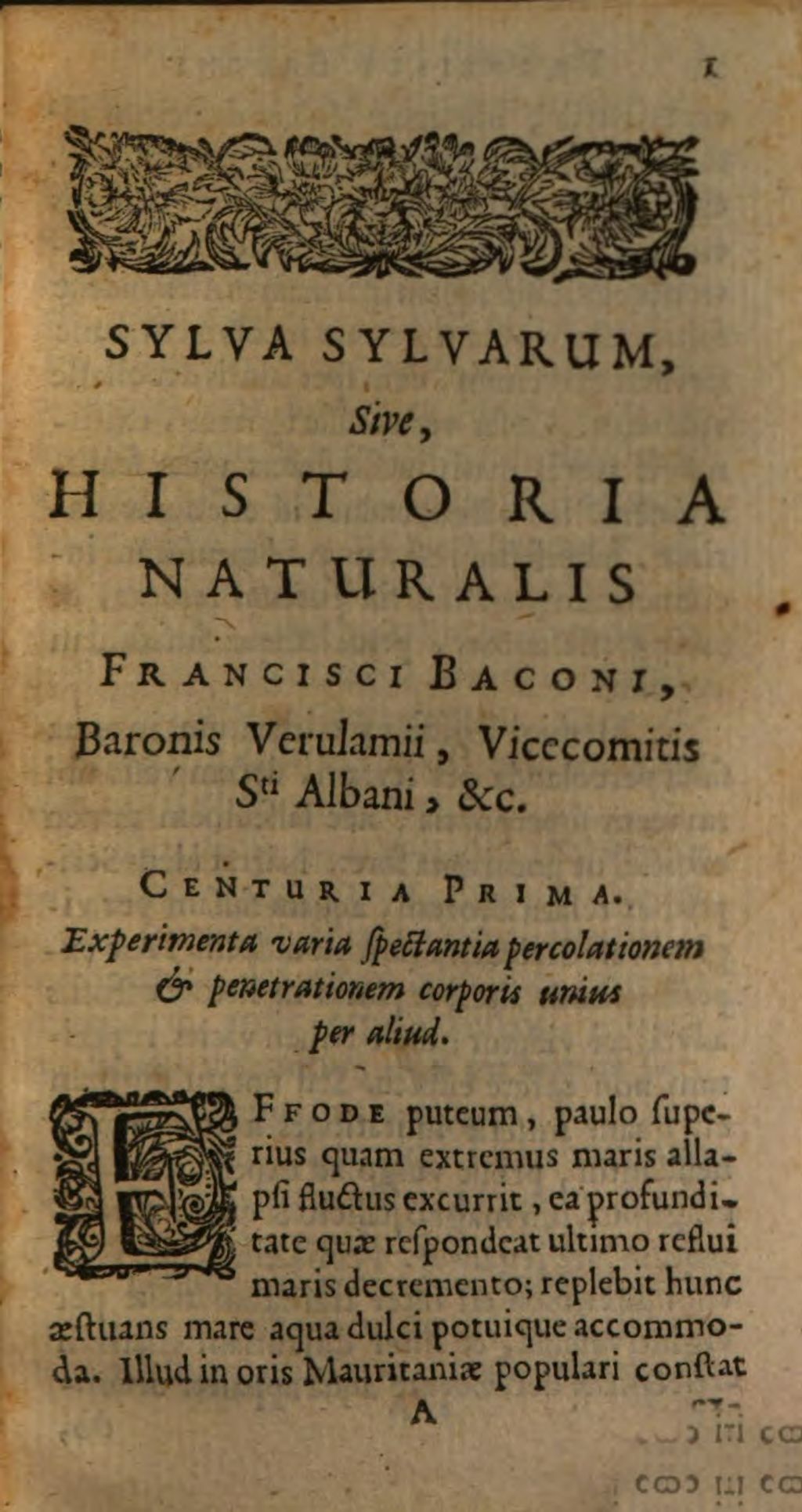 Cover of Sylva Sylvarum, Sive Historia Naturalis