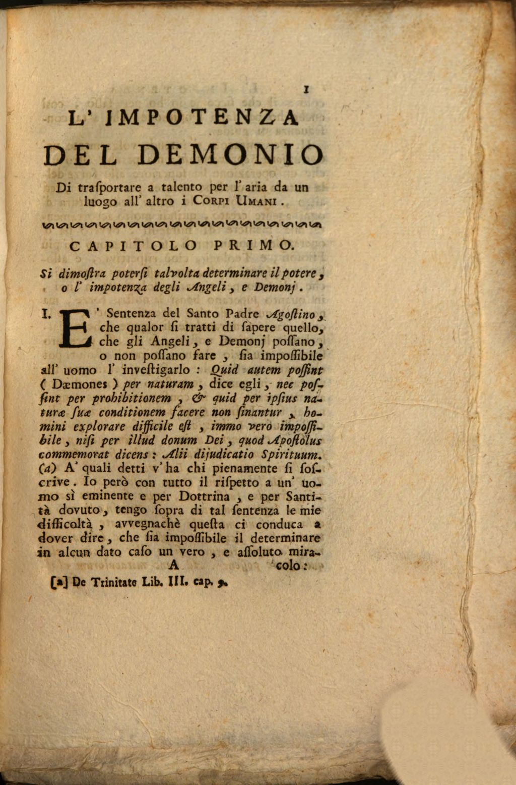 Cover of L' impotenza del demonio di trasportare a talento per l'aria da un luogo all'altro i corpi umani