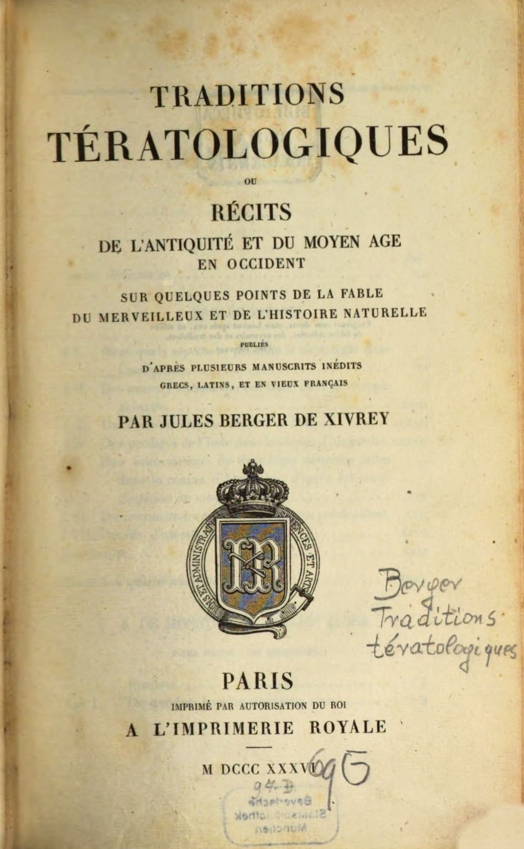 Cover of Traditions Tératologiques