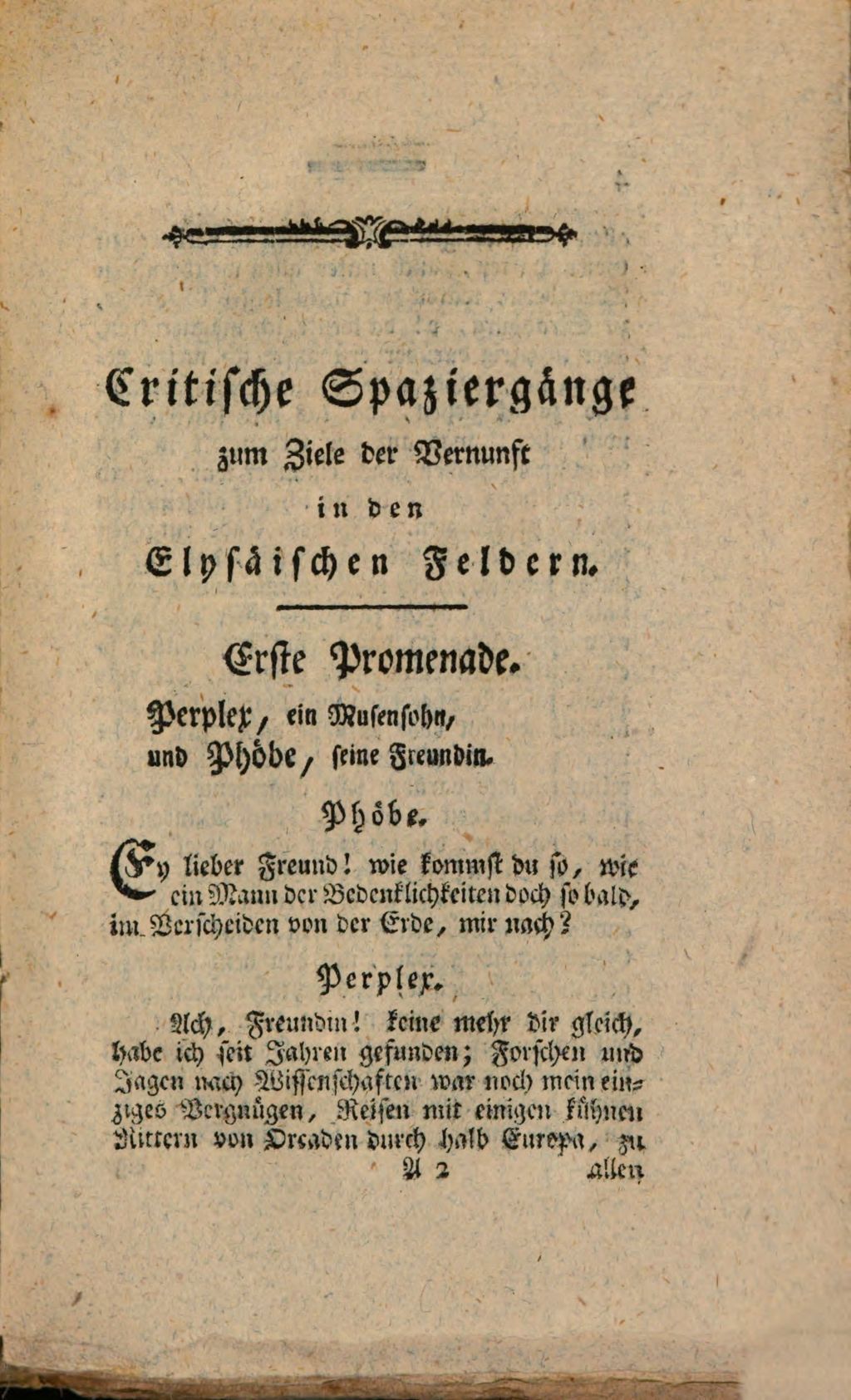 Cover of Critische Spaziergänge zum Ziele der Vernunft in elysäischen Feldern