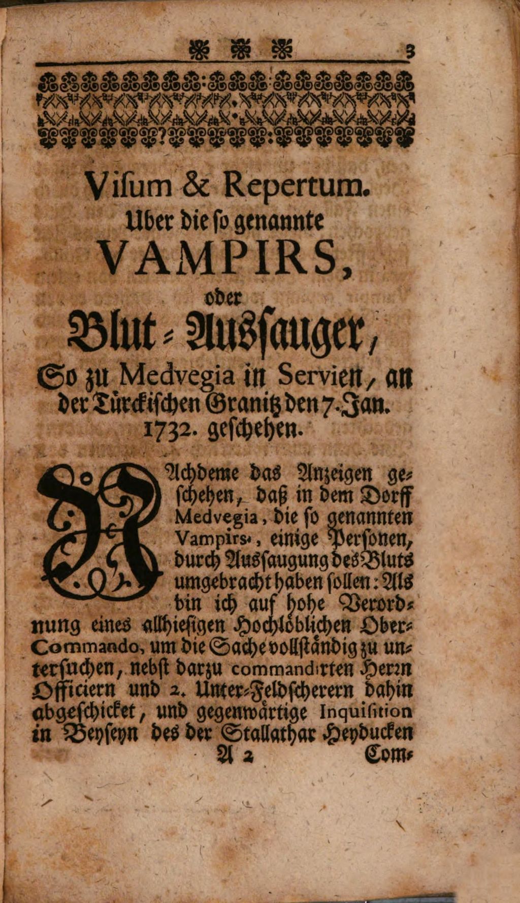 Cover of Visum et Repertum über die sogenannten Vampirs