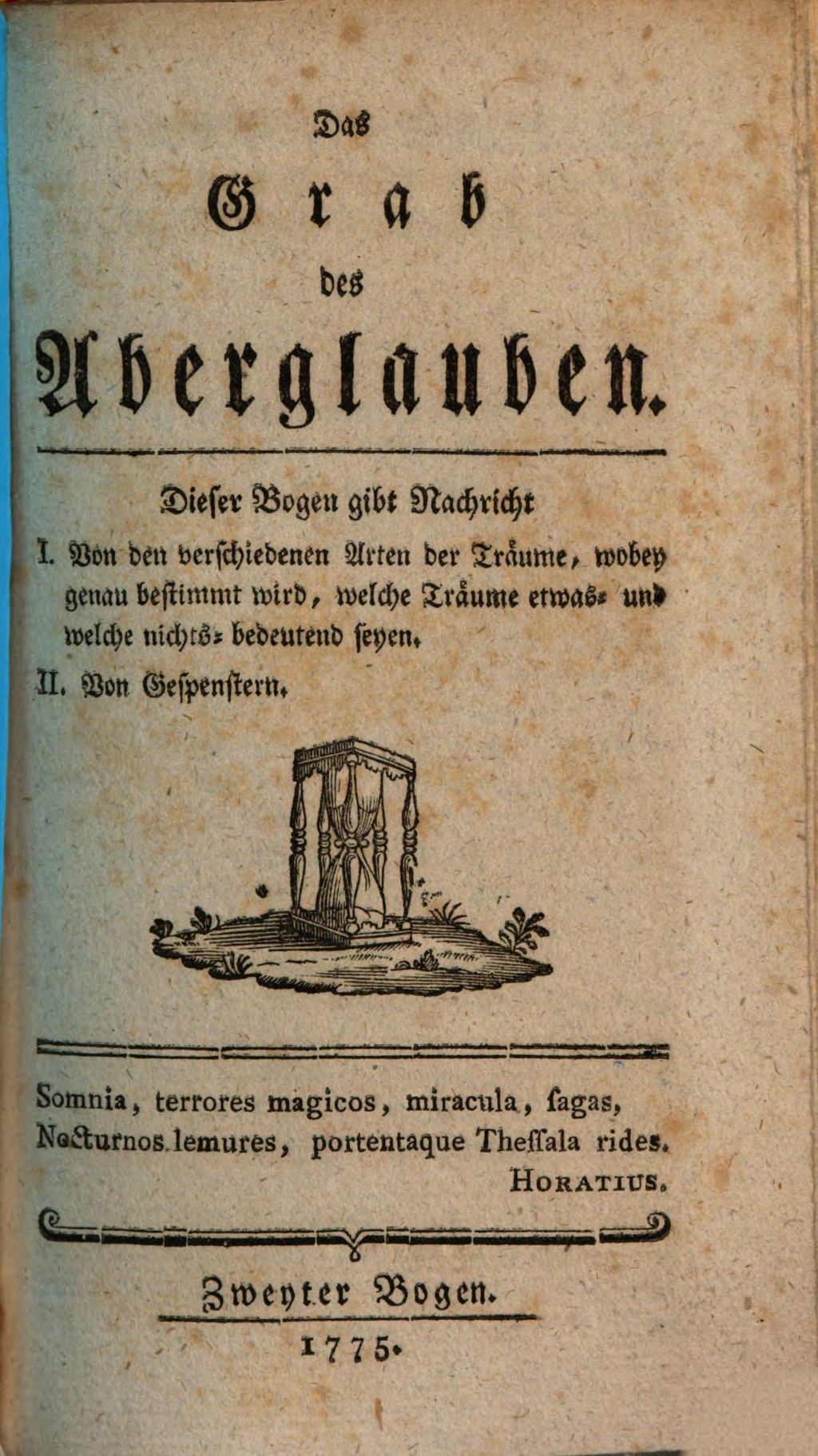 Cover of Das Grab des Aberglauben. 2, I. Von den verschiedenen Arten der Träume ... II. Von Gespenstern