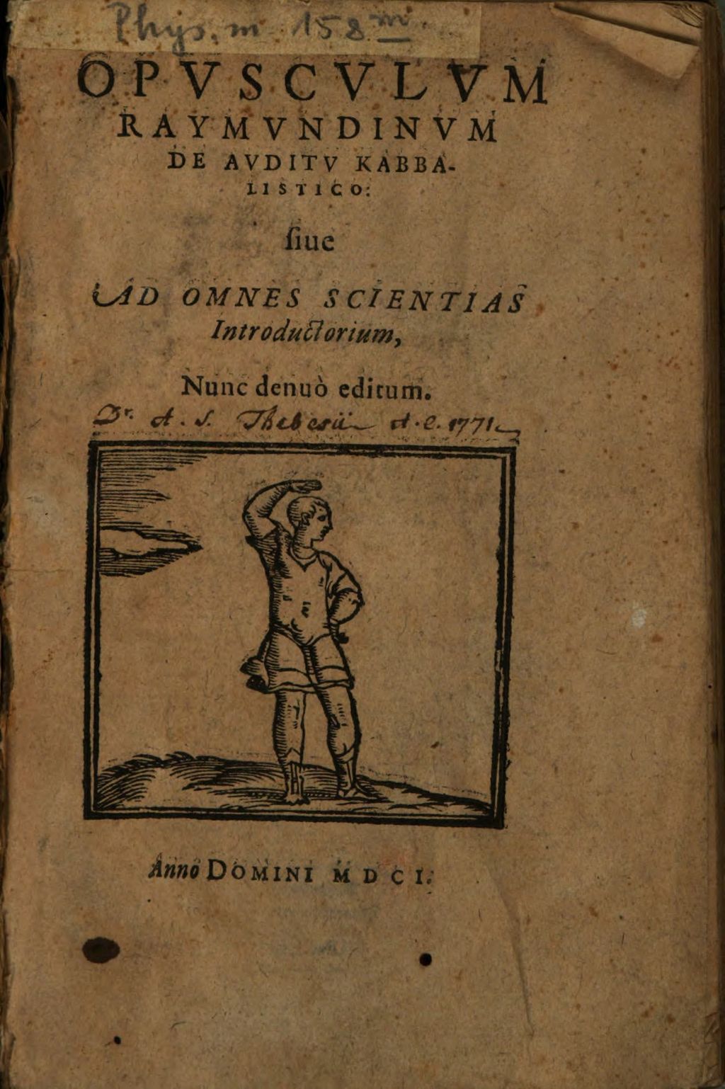 Cover of Opusculum Raimundinum de auditu Kabbalistico