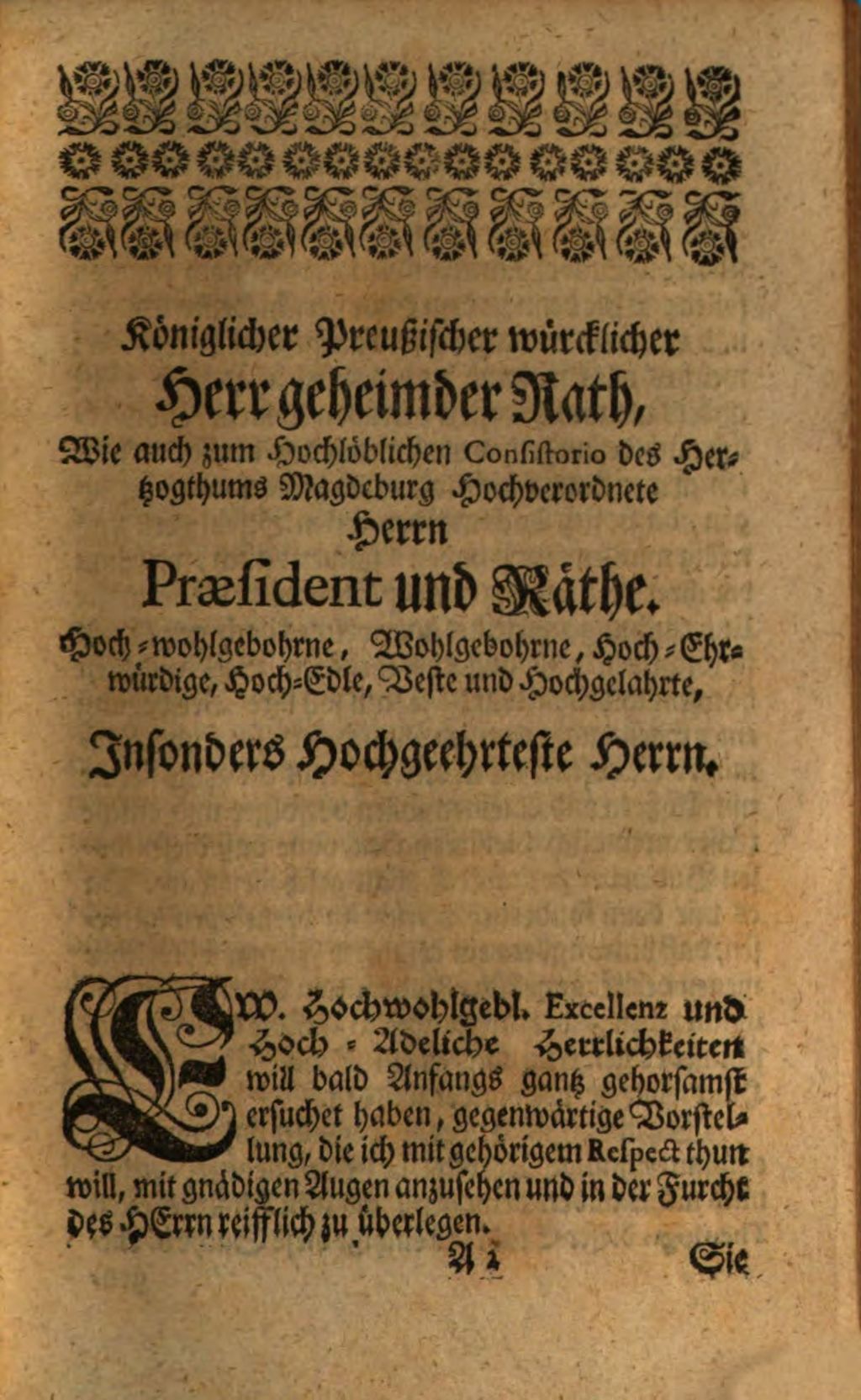 Cover of Hn. Theodori Knauths Unterthänige Vorstellung An das Hochlöbliche Consistorium des Hertzogthums Magdeburg