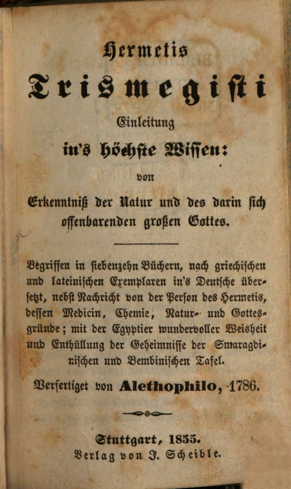 Cover of Ferdinand Santanelli's Professors der Medizin zu Neapel, Geheime Philosophie oder magisch-magnetische Heilkunde