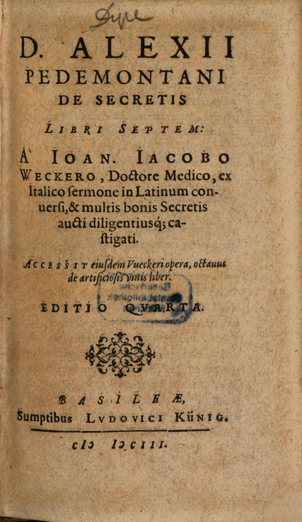 Cover of De secretis libri VII