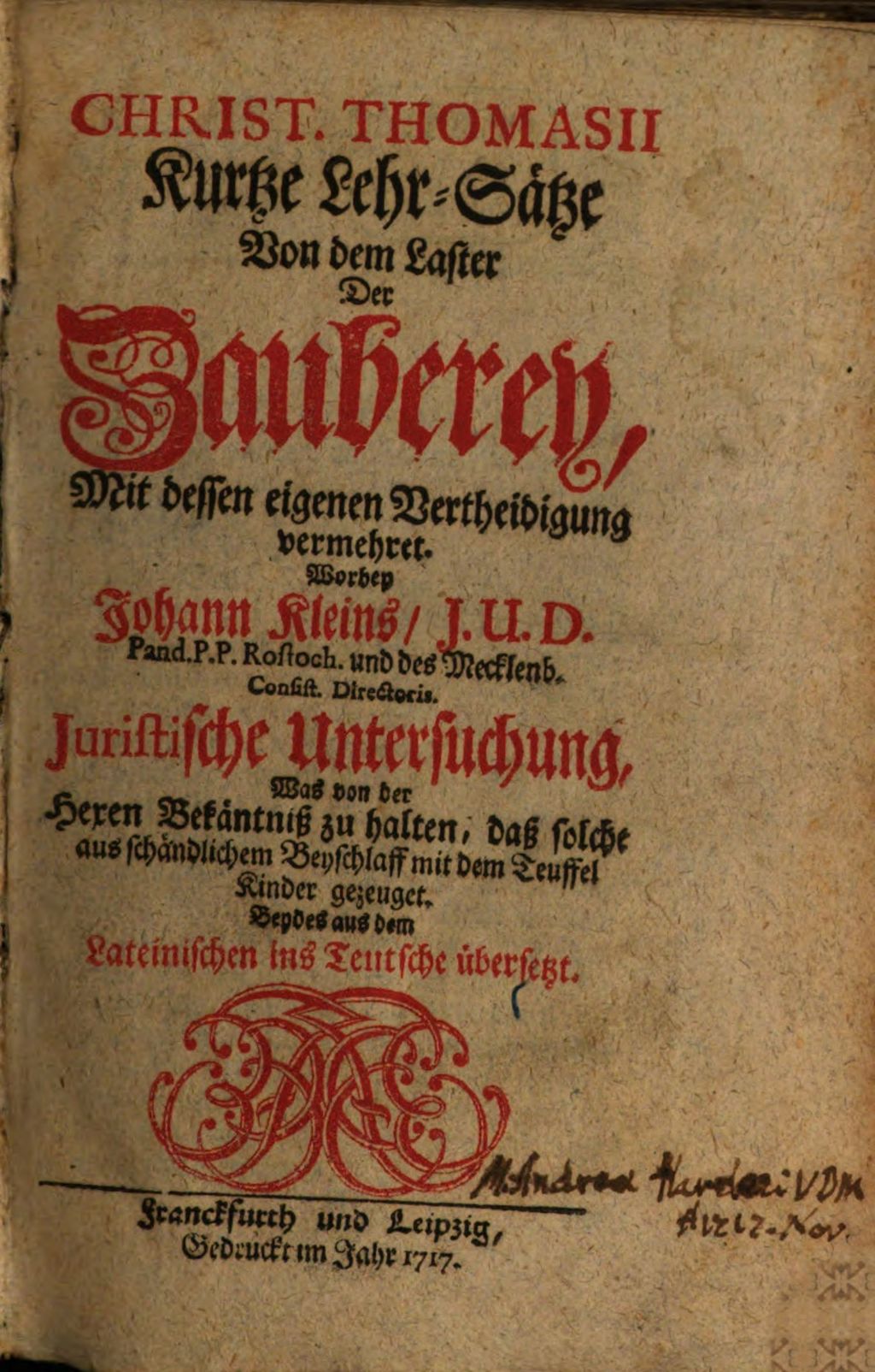 Cover of Christ. Thomasii Kurtze Lehrsätze Von dem Laster Der Zauberey