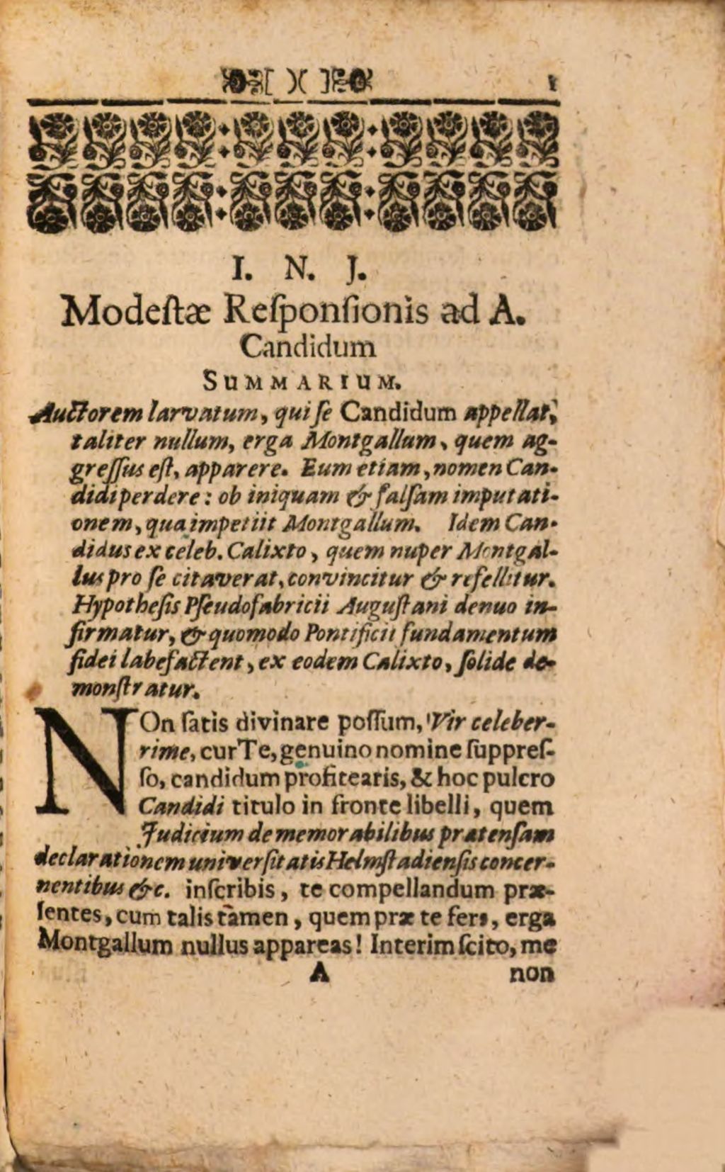 Cover of Jo. Guil. Montgalli Epistolae Theologicae, Antifabricianae a Jesuitis Cavillationibus A. Candidi, P. Viti Pichleri et P. Emmanuelis Kofleri ... modeste vindicatae