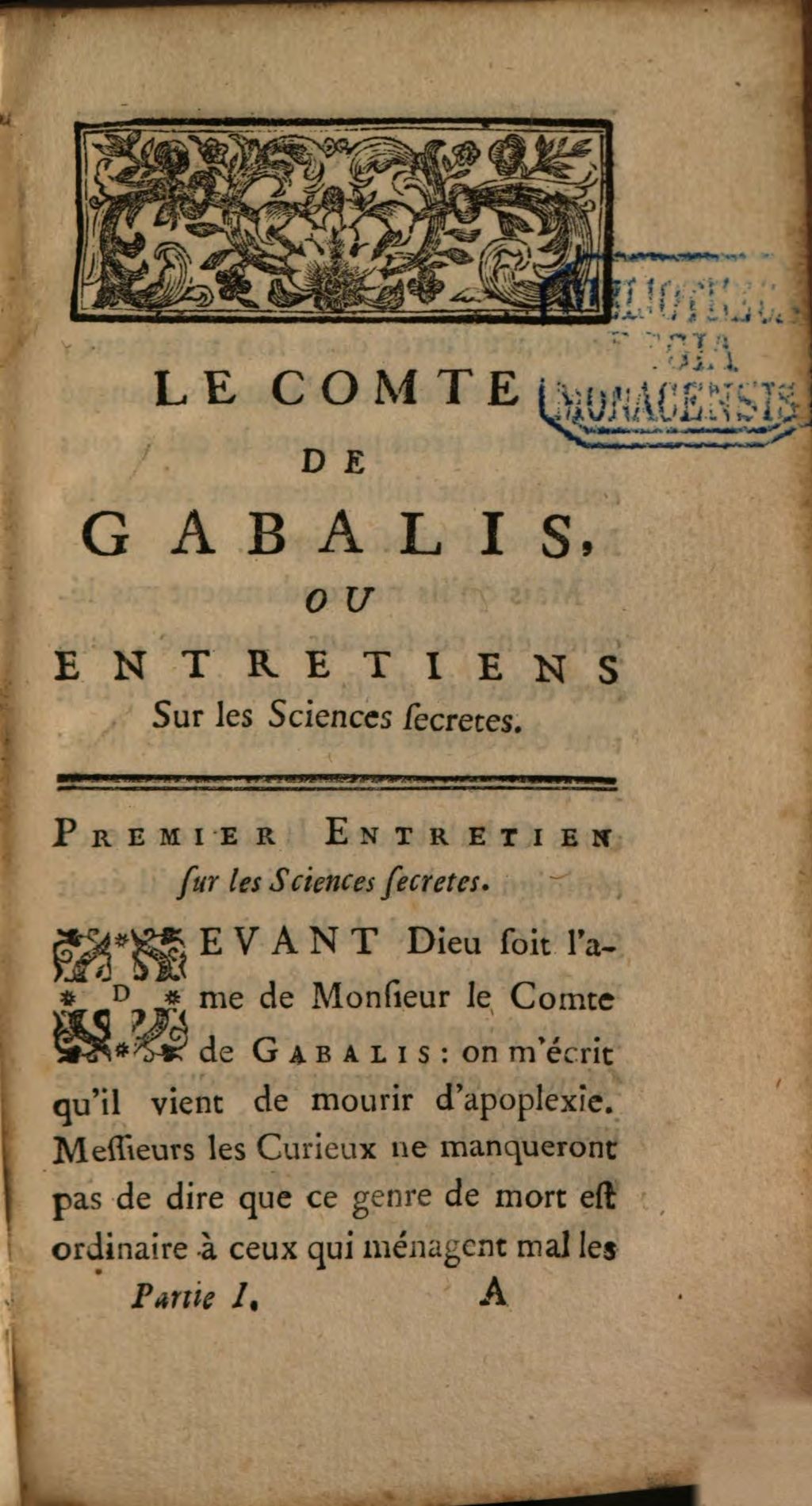 Cover of Le comte de Gabalis, ou entretiens sur les sciences secretes. [1]