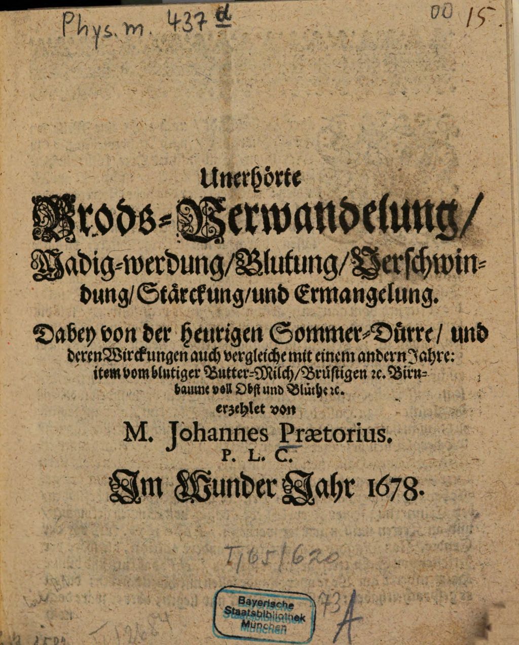 Cover of Unerhörte Brods-Verwandelung, Madig-Werdung, Blutung, Verschwindung, Stärckung und Ermangelung