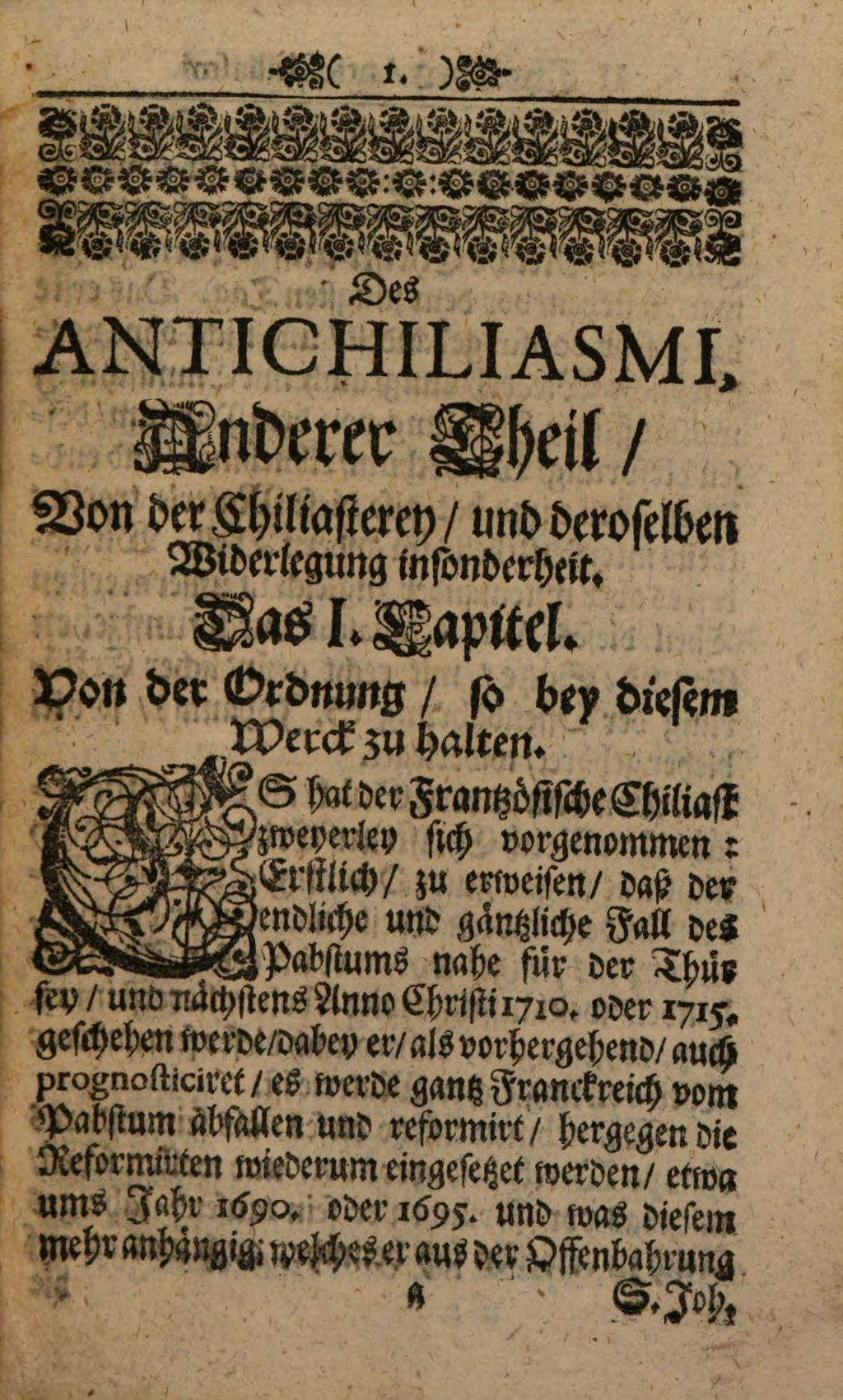 Cover of Antichiliasmus, das ist, Widerlegung der sogenannten der Weissagungen Erfüllung, welche anno 1686, in frantzösischer Sprach ausgangen ... noch in selbigem Jahr in das Teutsche übersetzet worden