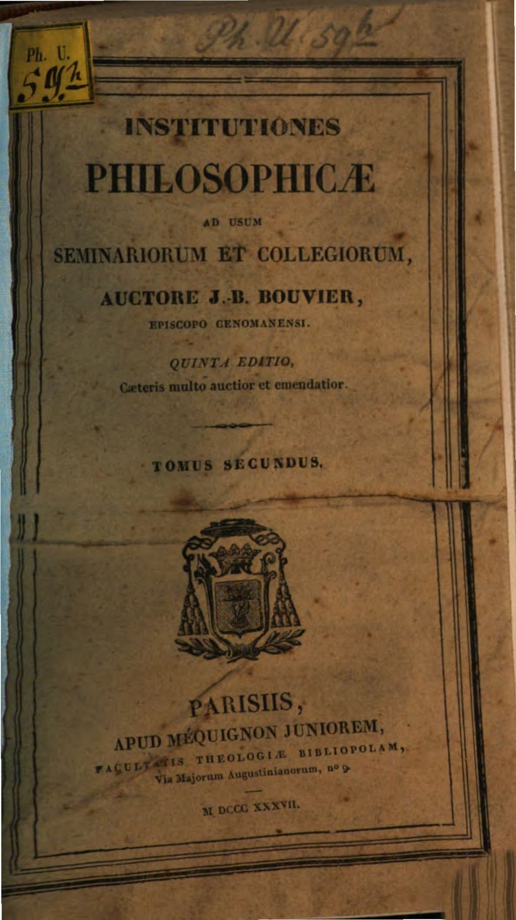 Cover of Institutiones philosophicae. 2. Metaphysica
