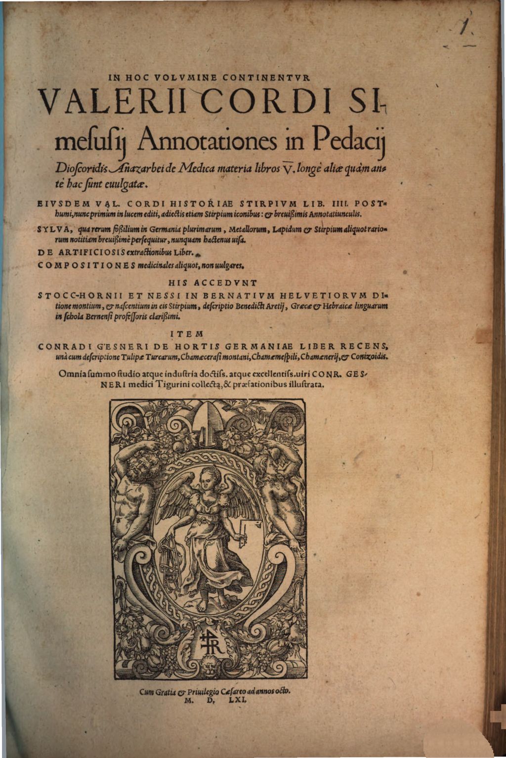 Cover of Valerii Cordi Simesusij Annotationes in Pedacij Dioscoridis Anazarbei de Medica materia libros V