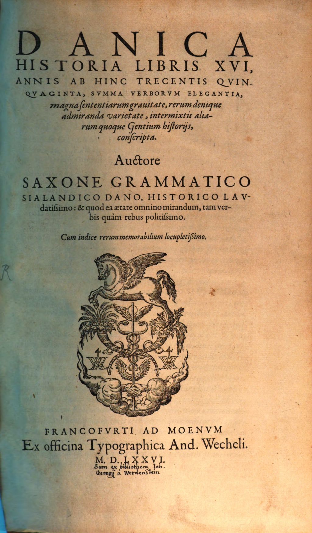Cover of Danica historia libris XVI annis abhinc trecentis quinquaginta ... conscripta