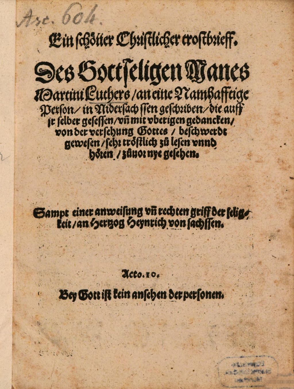 Cover of Ein schöner christlicher Trostbrieff ... an eine namhaftige Person in Niedersachsen geschrieben, die auff ir selber gesessen und mit übrigen Gedanken von der Vorsehung Gottes beschwert gewesen