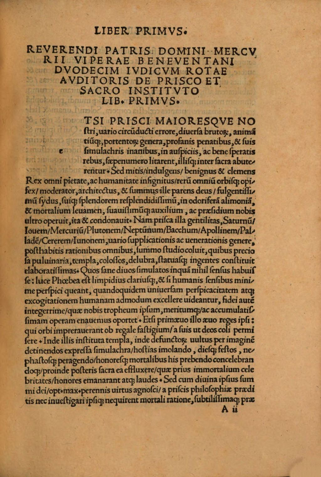 Cover of R. P. D. Mercurii Vipere Beneuentani Rote Sacri Palatii Auditoris Opus de prisco & sacro instituto