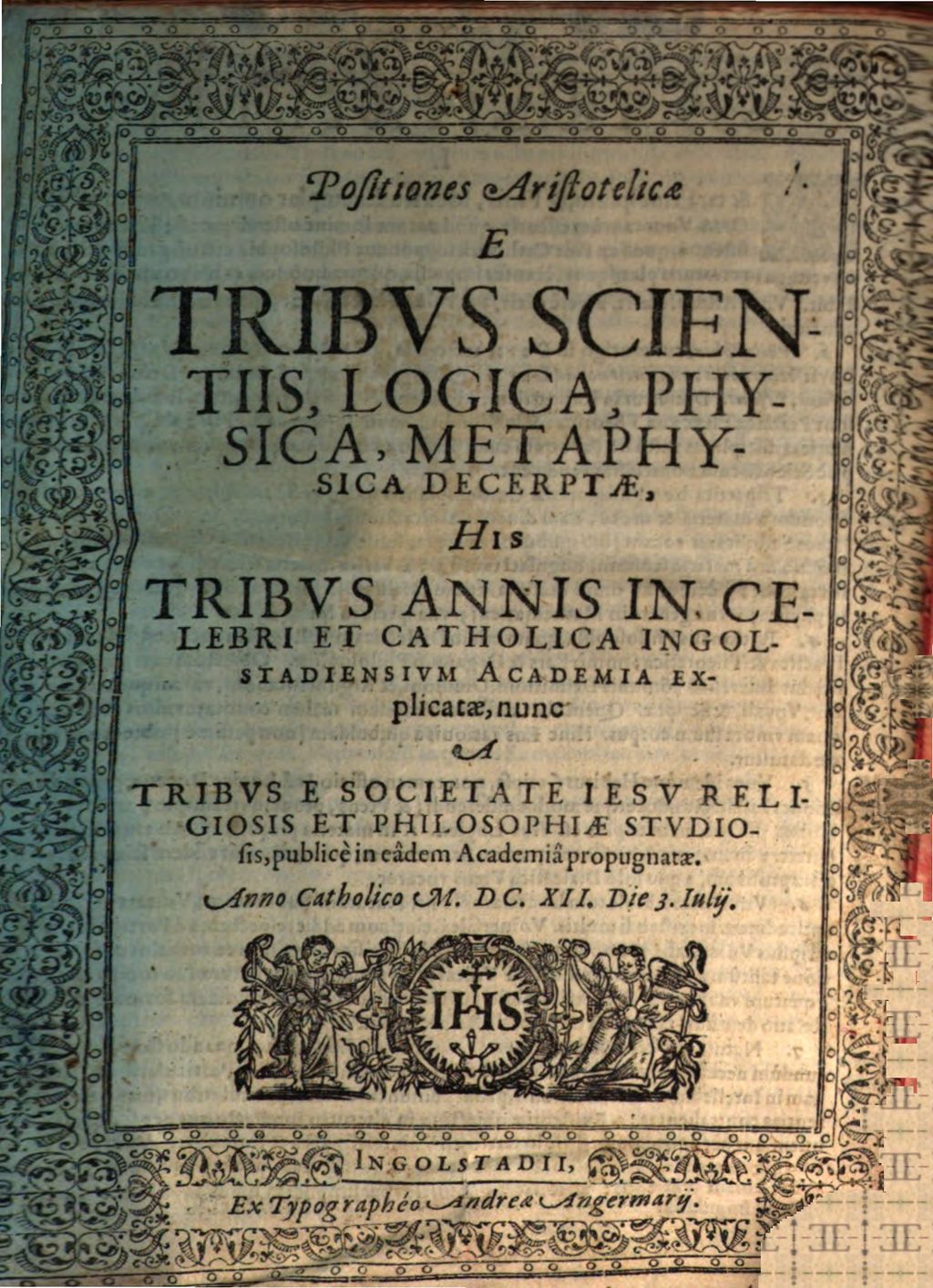 Cover of Positiones Aristotelicae E Tribvs Scientiis, Logica, Physica, Metaphysica decerptae