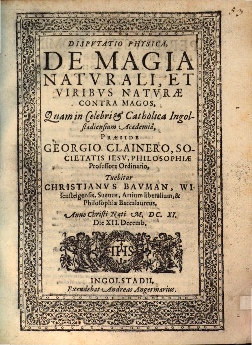 Cover of Disp. phys. de magia naturali et viribus naturae contra magos