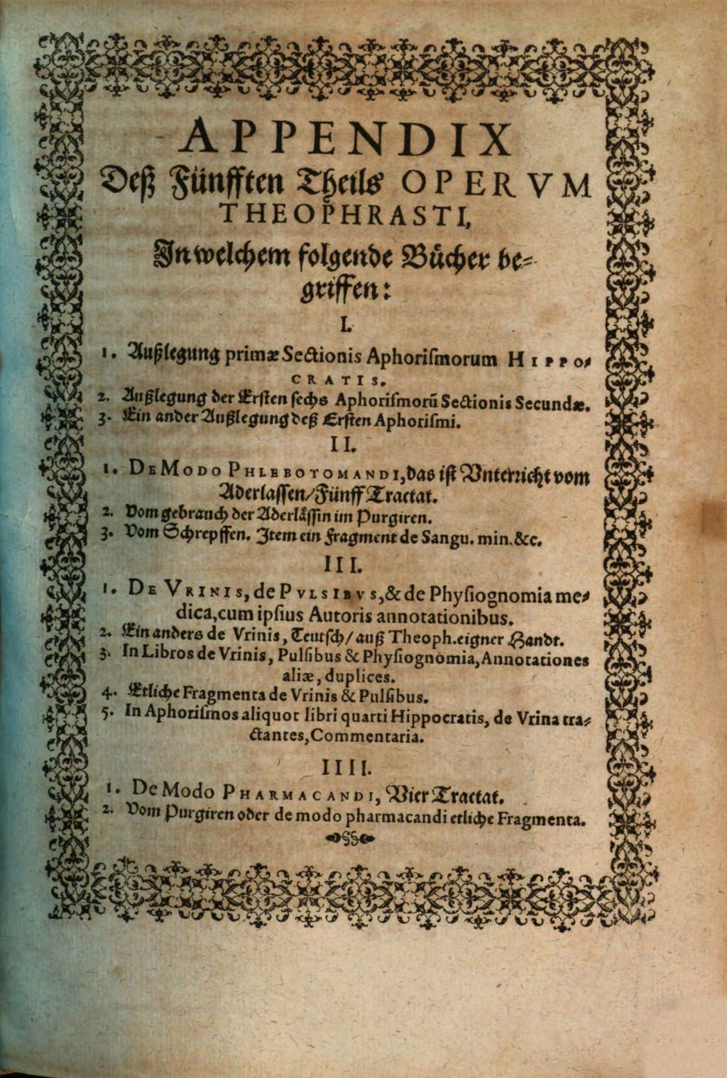 Cover of ... Theil Der Bücher und Schrifften, des Edlen, Hochgelehrten und Bewehrten Philosophi unnd Medici, Philippi Theophrasti Bombast von Hohenheim, Paracelsi genannt. 5[,2], Appendix Deß Fünfften Theils Opervm Theophrasti