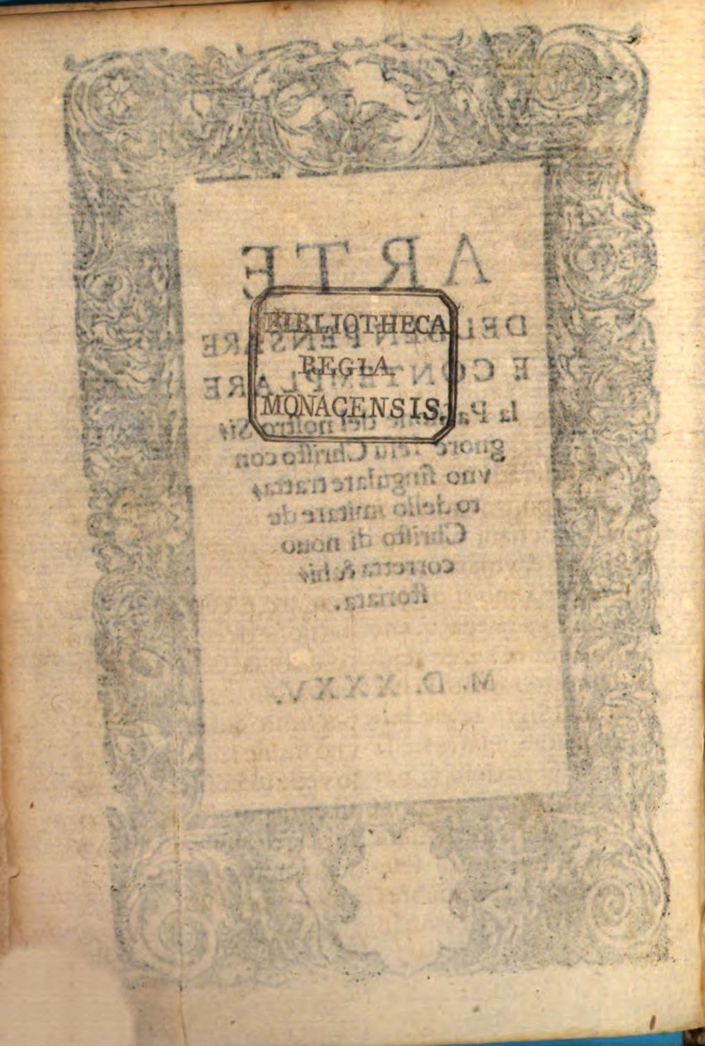 Cover of Arte del ben pensare e contemplare la passione del N. S. Jesu Christo