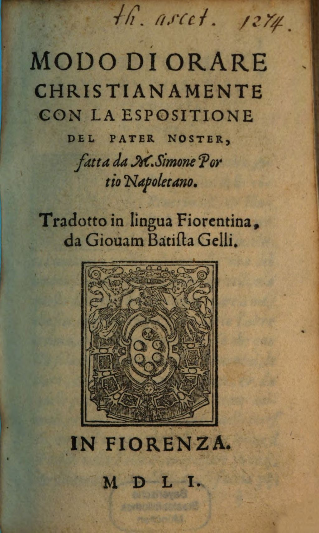 Cover of Modo di orare christianamente