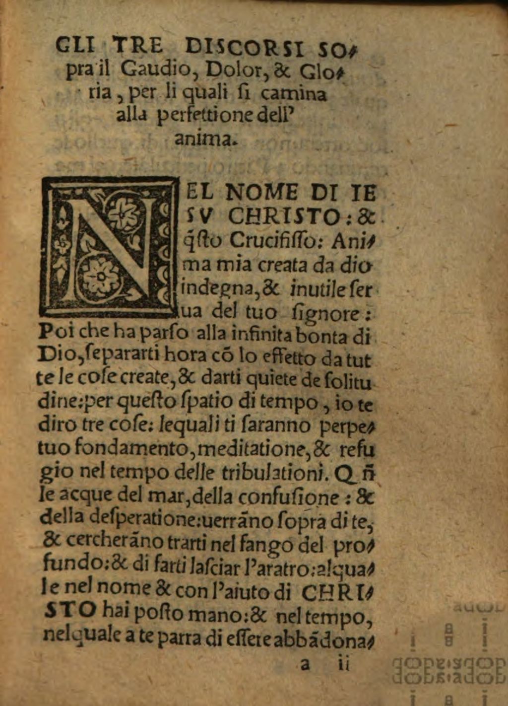 Cover of Trattato de gli tre discorsi sopra il gaudio alla perfett. dell'anima