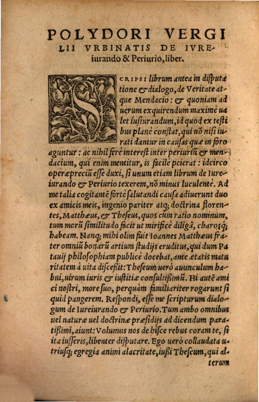 Cover of Polydori Vergilii Urbinatis Dialogorum De iureiurando et periuro lib. I, De veritate et mendacio lib. I
