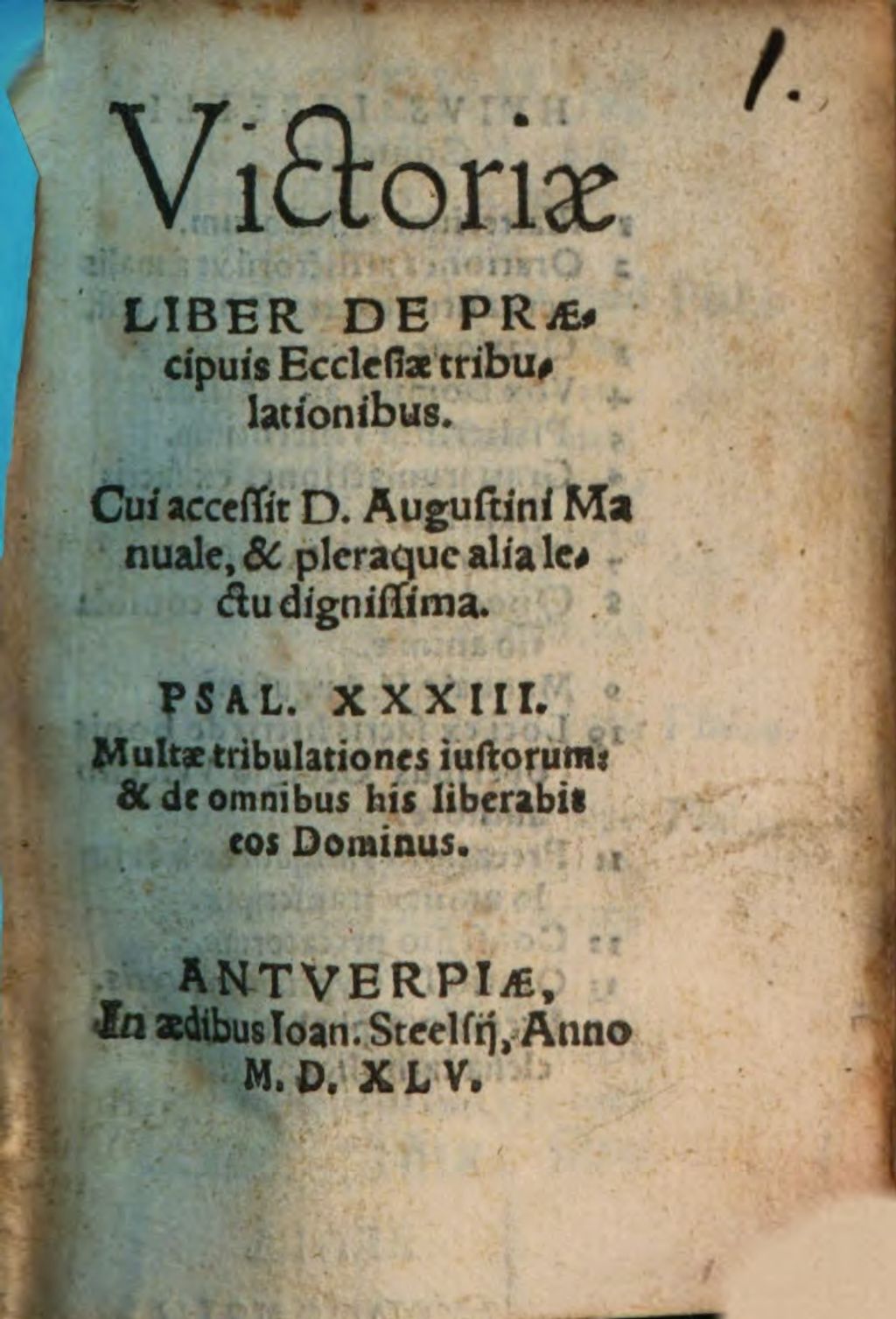 Cover of Liber de praecipuis ecclesiae Tribulationibus