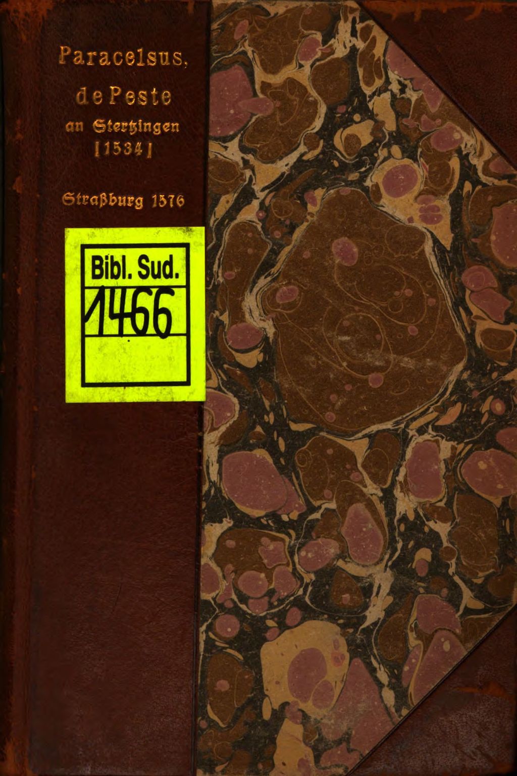 Cover of De Peste Philippi Theophrasti Paracelsi, des hocherfarnen Teutschen Philosophi, vn[n] beyder Artzney Doctoris