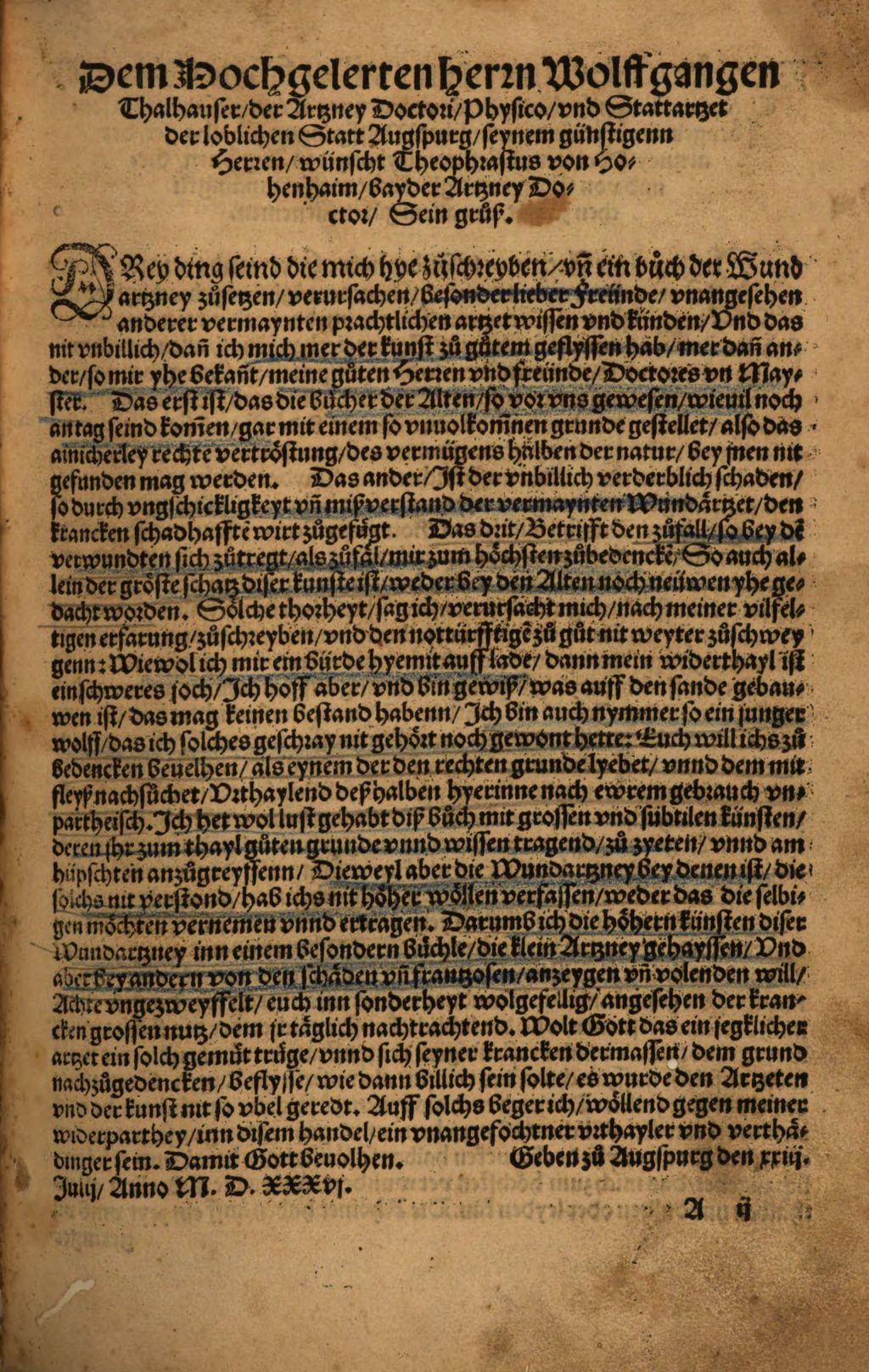 Cover of Der grossenn Wundartzney, das ... Buch, Des Ergründten vnd bewerten, der Bayden artzney, Doctors Paracelsi. 1, Vo[n] allen wunden, stich, schüß, bränd, thierbiß, baynbrüch, und alles was die wundartzney begreifft, mit gantzer haylung und erkantniß aller zufäll, gegenwertiger und künfftiger, ohn allen gebresten angezeygt, Von der alten unnd neüwen künsten erfyndung, nichts underlassen