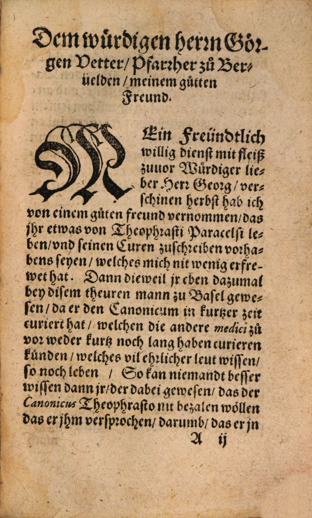 Cover of Testamentum Philippi Theophrasti Paracelsi des hocherfahrnen Teutschen Philosophi und baider Artzney Doctoris