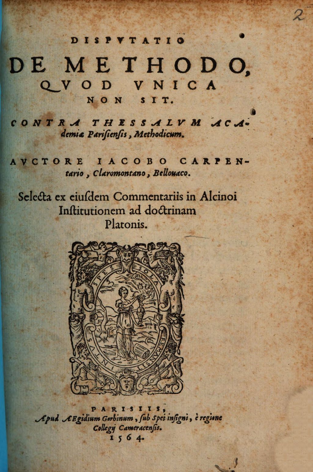 Cover of Disputatio de methodo, quod unica non sit, contra Thessalum Academ. Paris methodicum