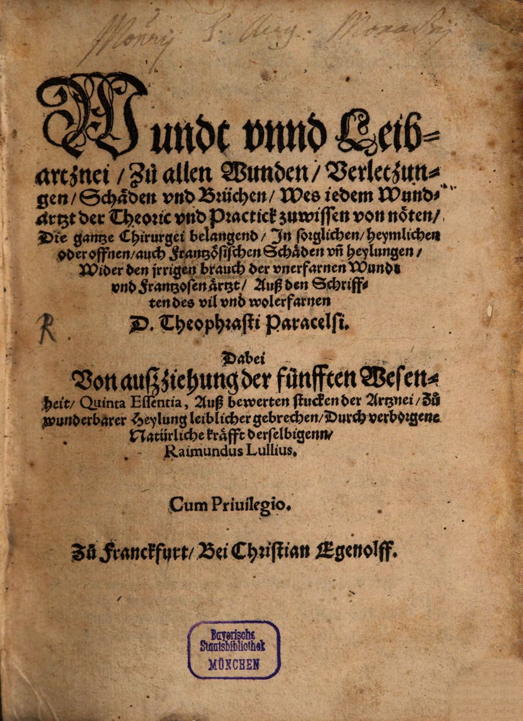 Cover of Wundt- und Leibartznei