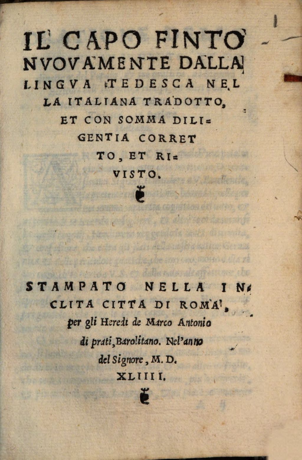 Cover of Il Capo finto nuovamente dalla lingua tedesca nella italiana