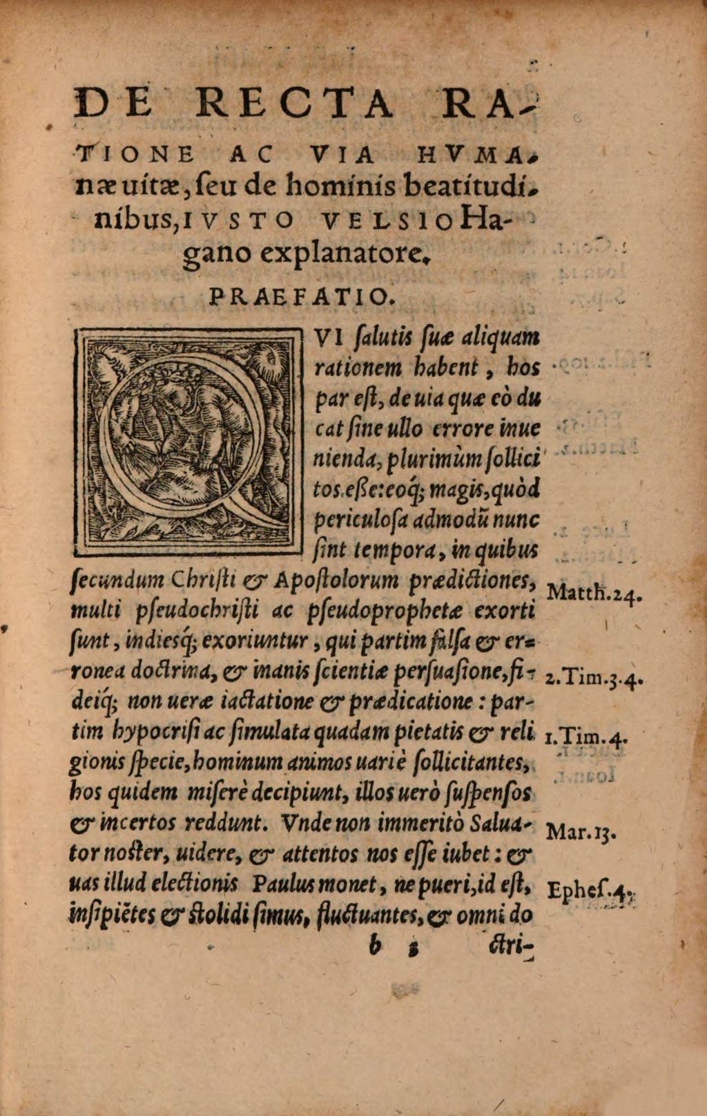 Cover of De humanae vitae recta ratione ac via liber unus