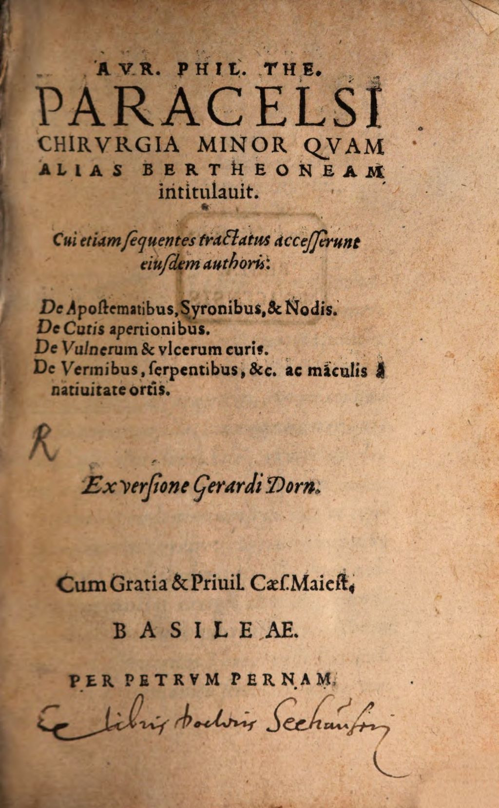 Cover of Avr. Phil. The. Paracelsi Chirurgia minor