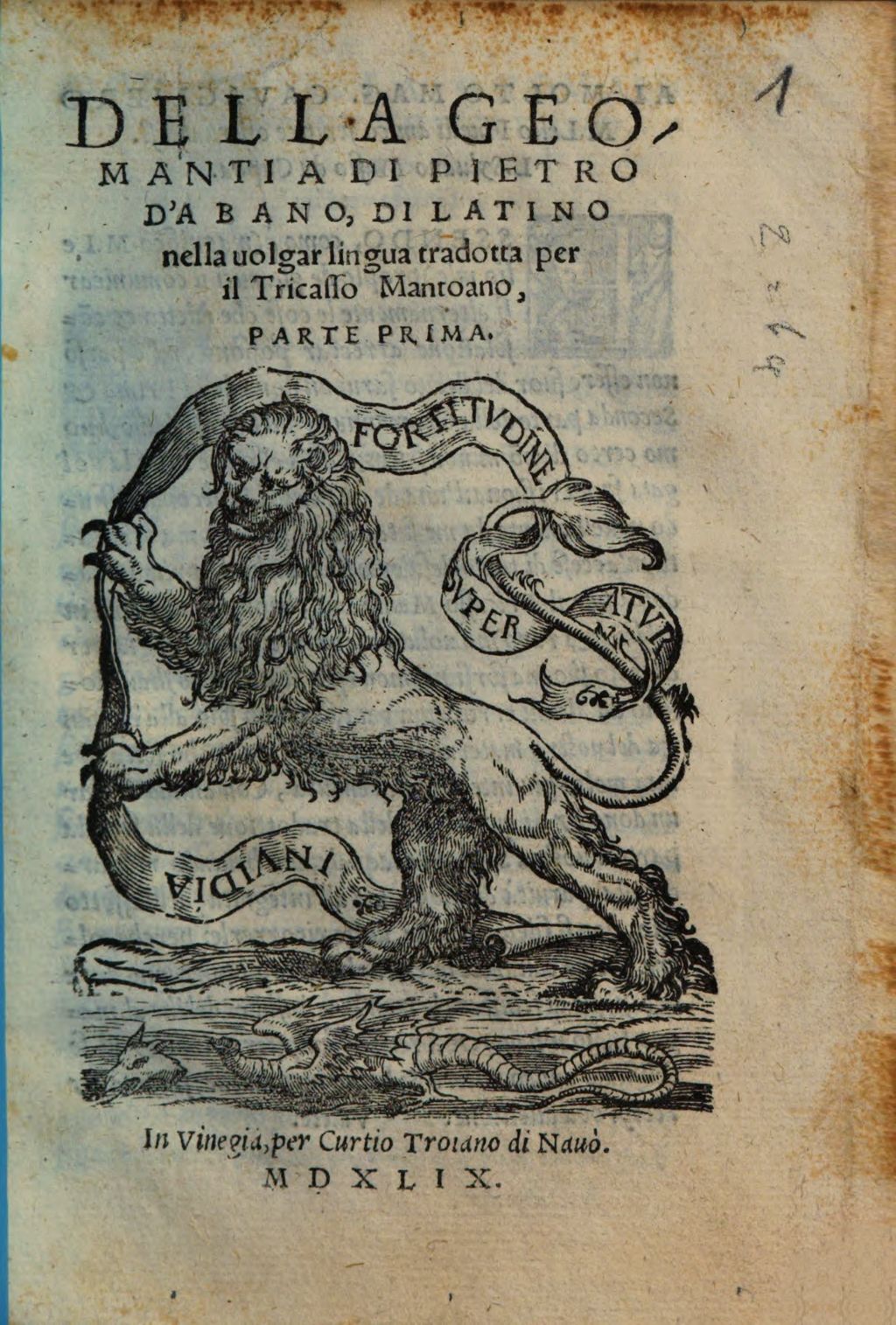 Cover of Della Geomantia. 1