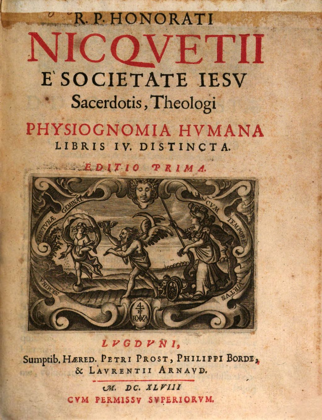 Cover of Honorati Nicquetii physiognomia humana