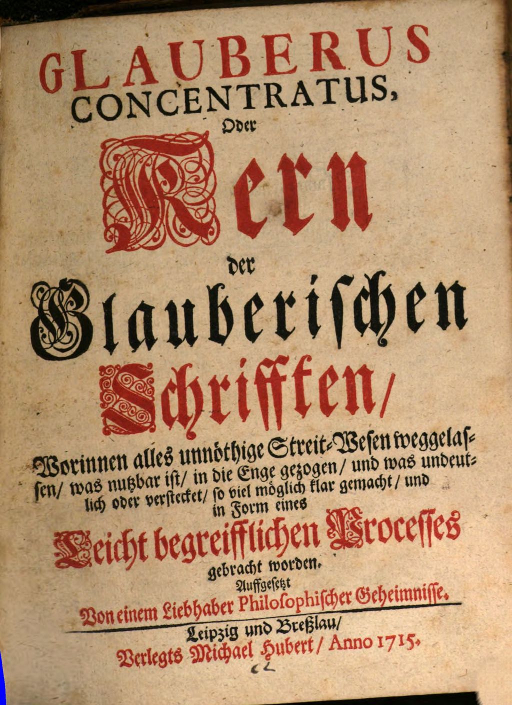 Cover of Glauberus Concentratus, Oder Kern der Glauberischen Schrifften