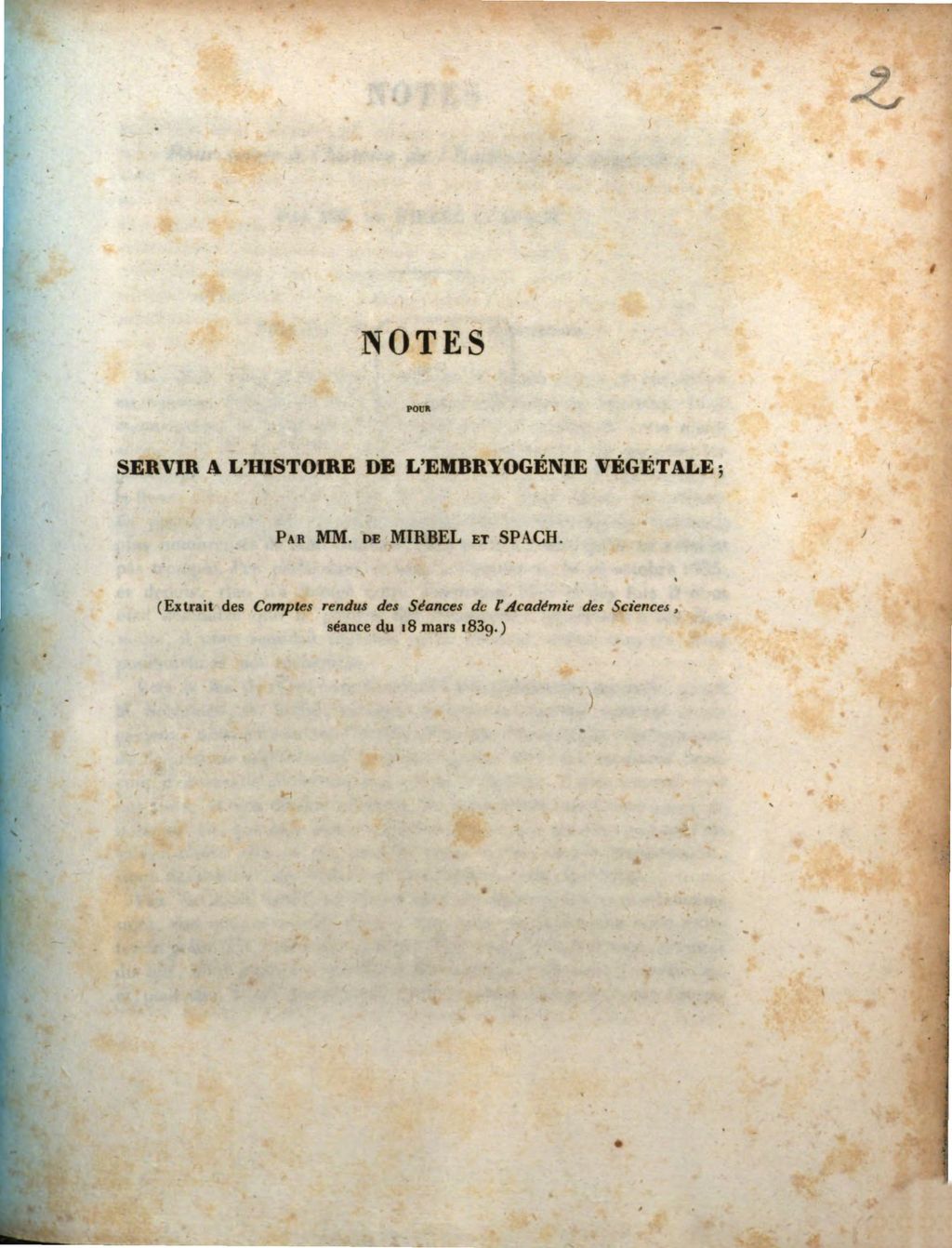 Cover of Notes pour servir à l'histoire de l'embryogénie végétale