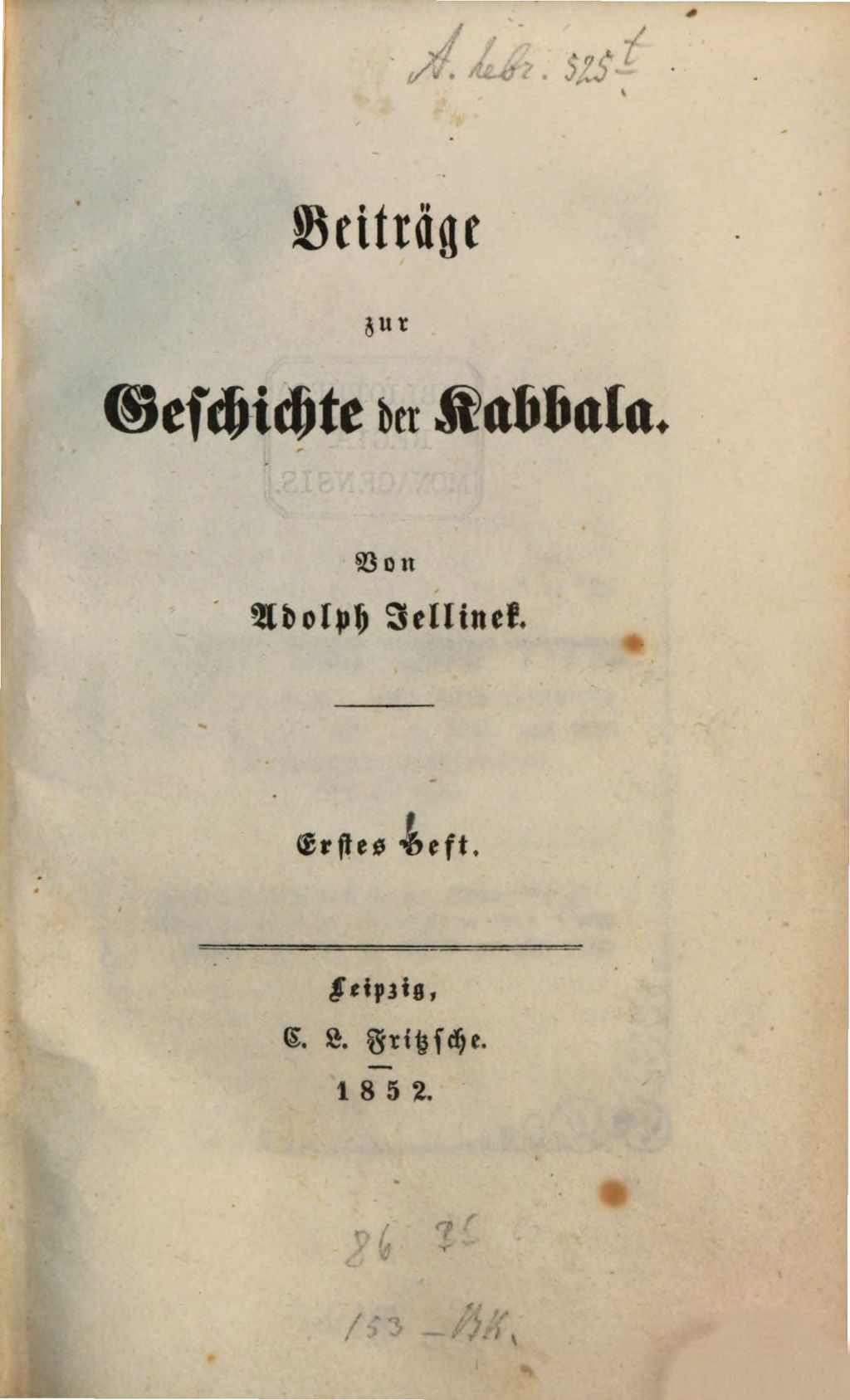 Cover of Beiträge zur Geschichte der Kabbala . 1
