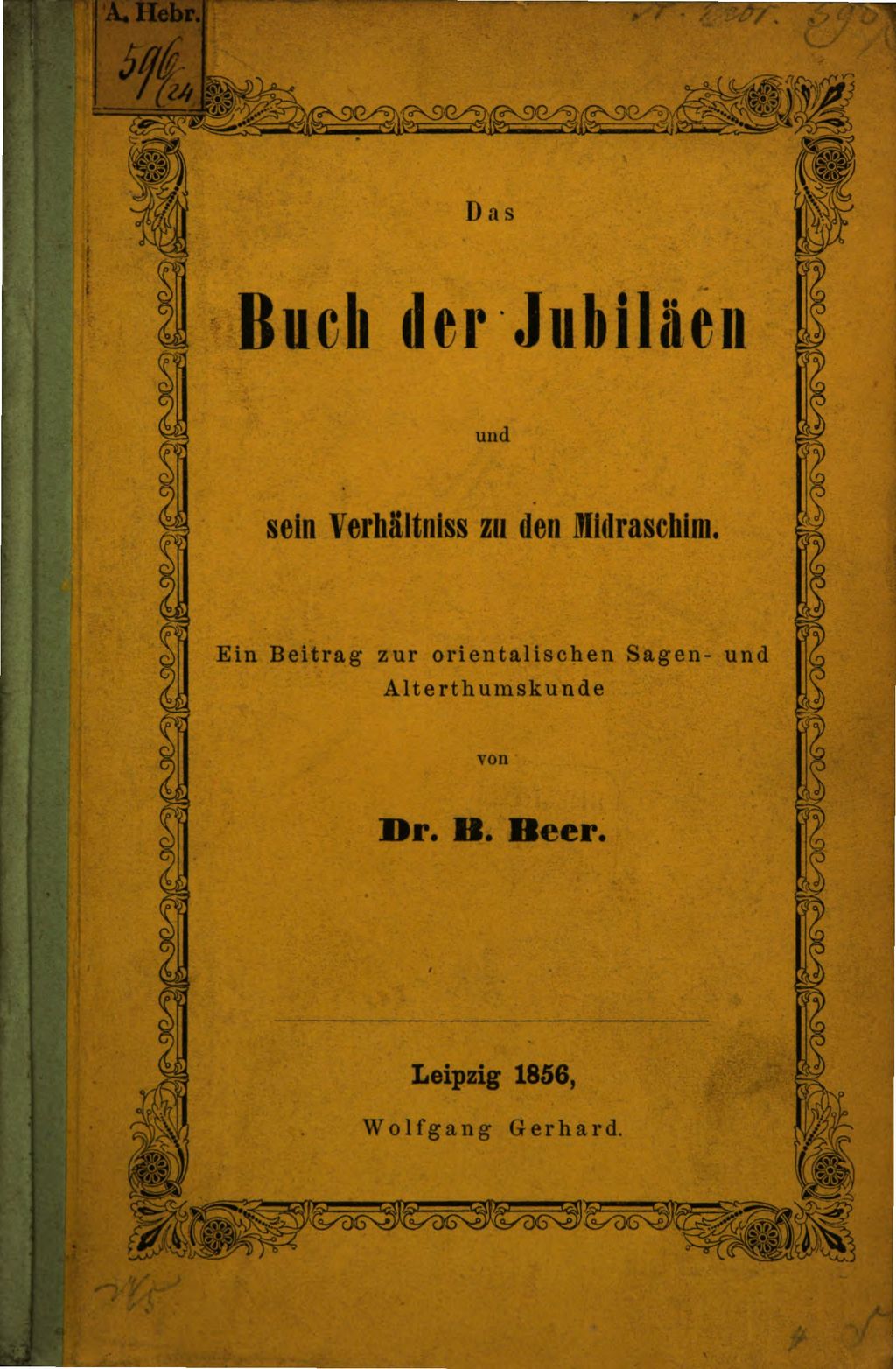 Cover of Das Buch der Jubiläen und sein Verhältniss zu den Midraschim