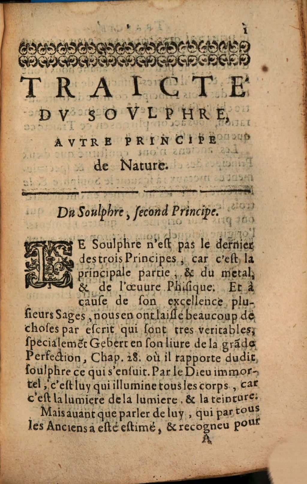 Cover of Traité du soulphre second principe de nature