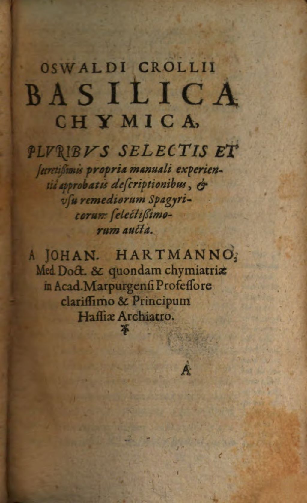 Cover of Oswaldi Crollii Basilica Chymica