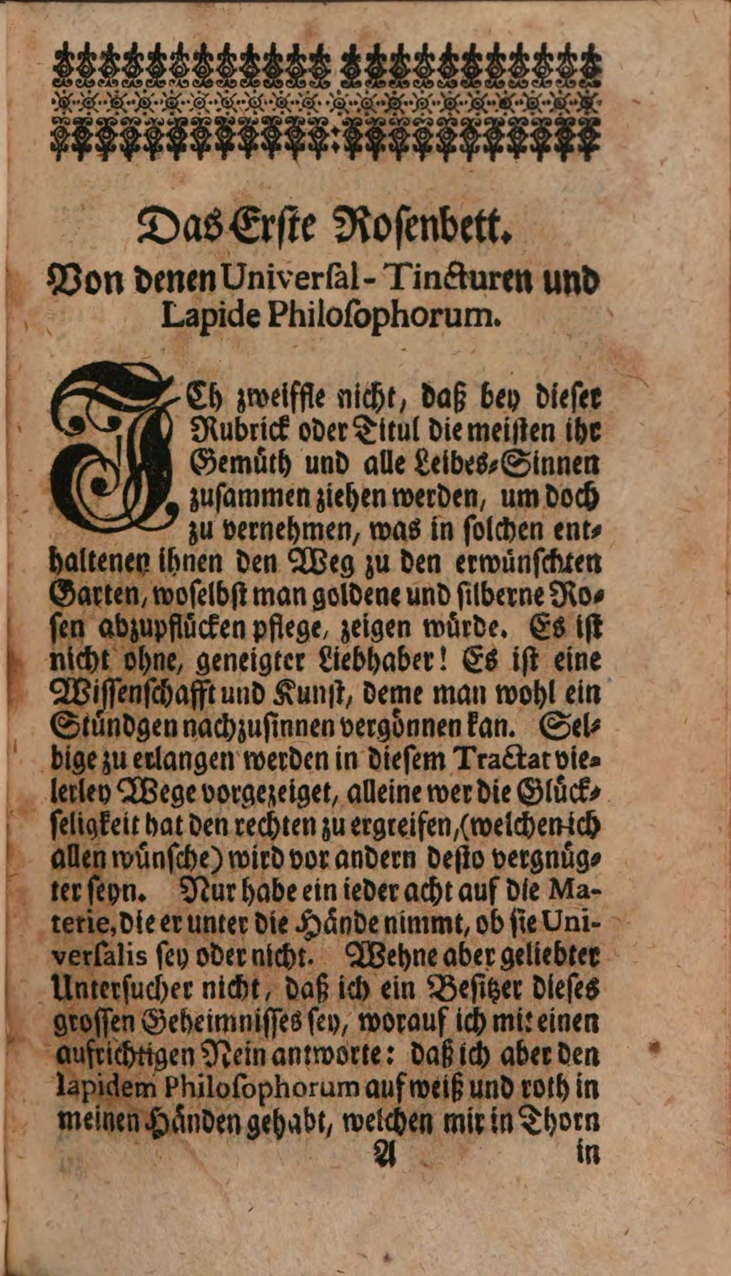 Cover of Rosetum Chymicum, Oder: Chymischer Rosen-Garten, Aus welchem Der vorsichtige Kunst-Beflissene Voll-blühende Rosen, Der Unvorsichtige Laborant aber Dornen und verfaulte Knospen abbrechen wird