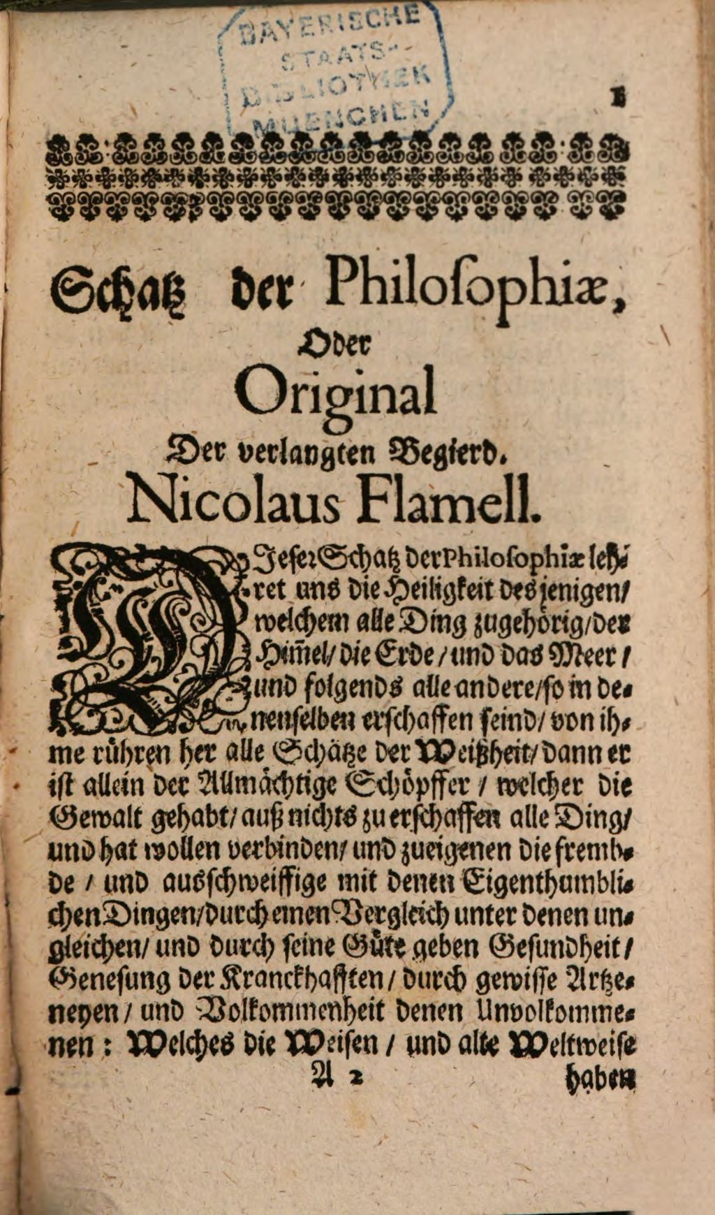 Cover of Des Berühmten Philosophi Nicolai Flamelli Chymische Wercke