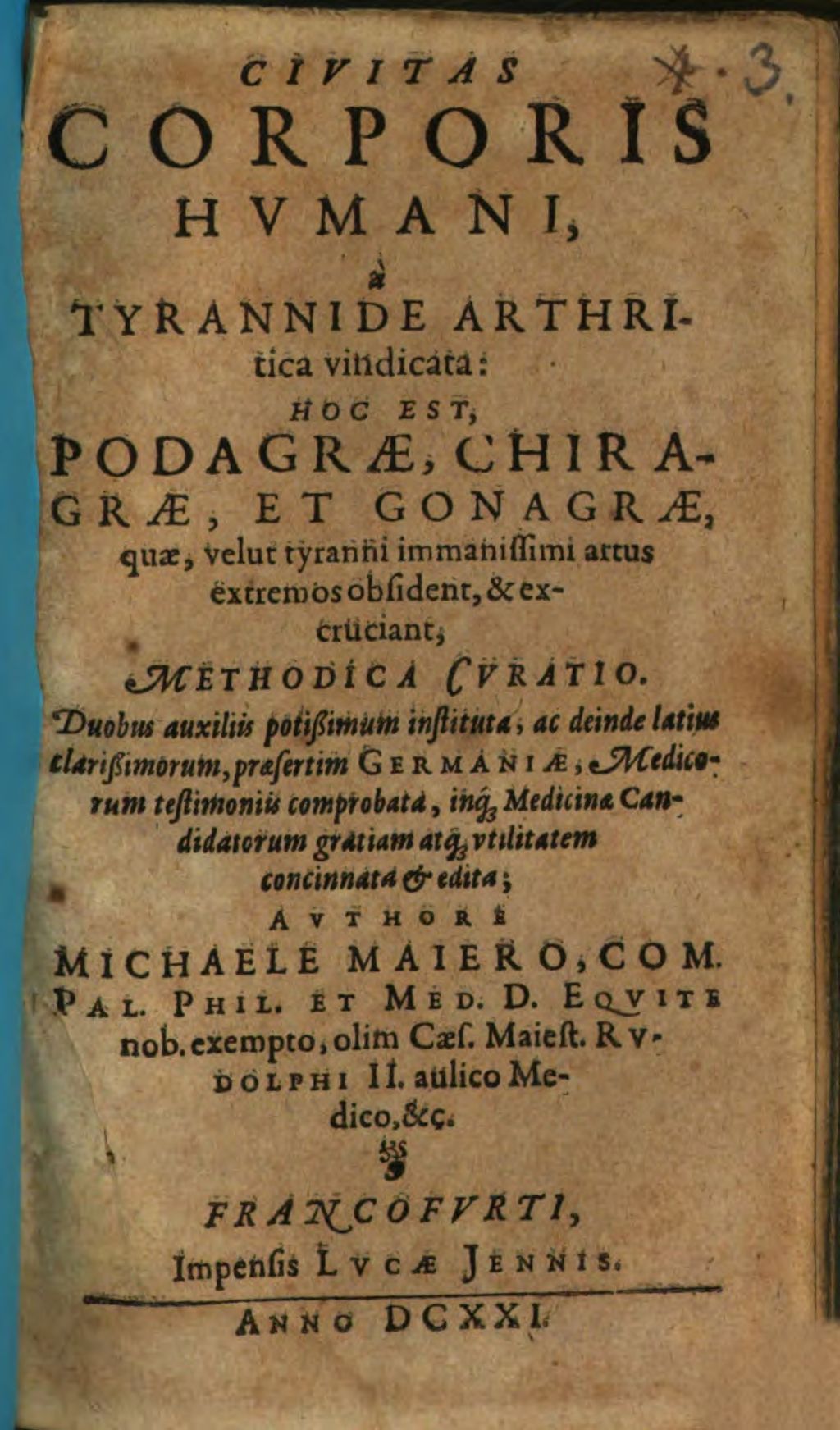 Cover of Civitas corporis humani a Tyranide arthritica vindicata