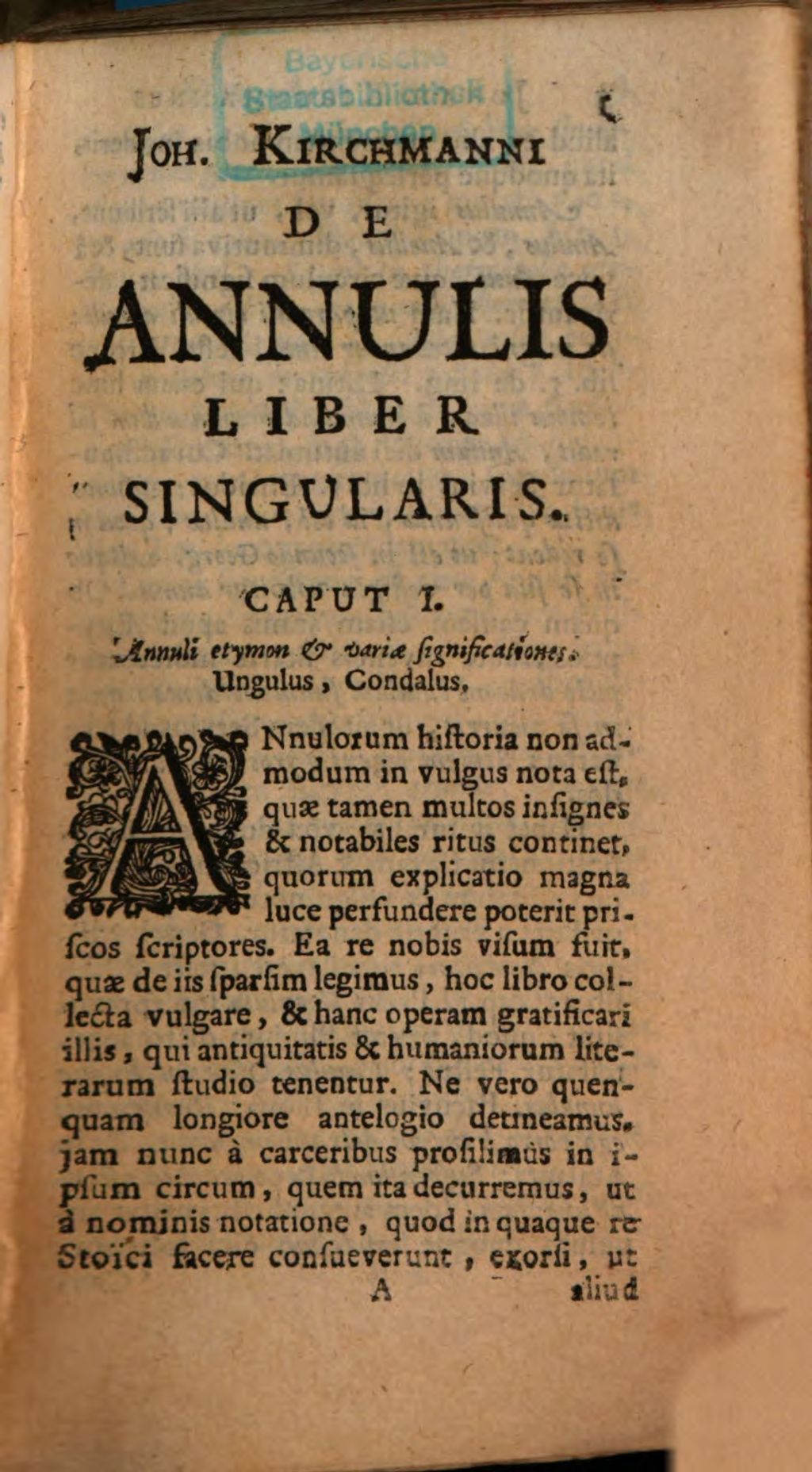 Cover of Joh. Kirchmanni Lubeccensis De Annulis Liber Singularis