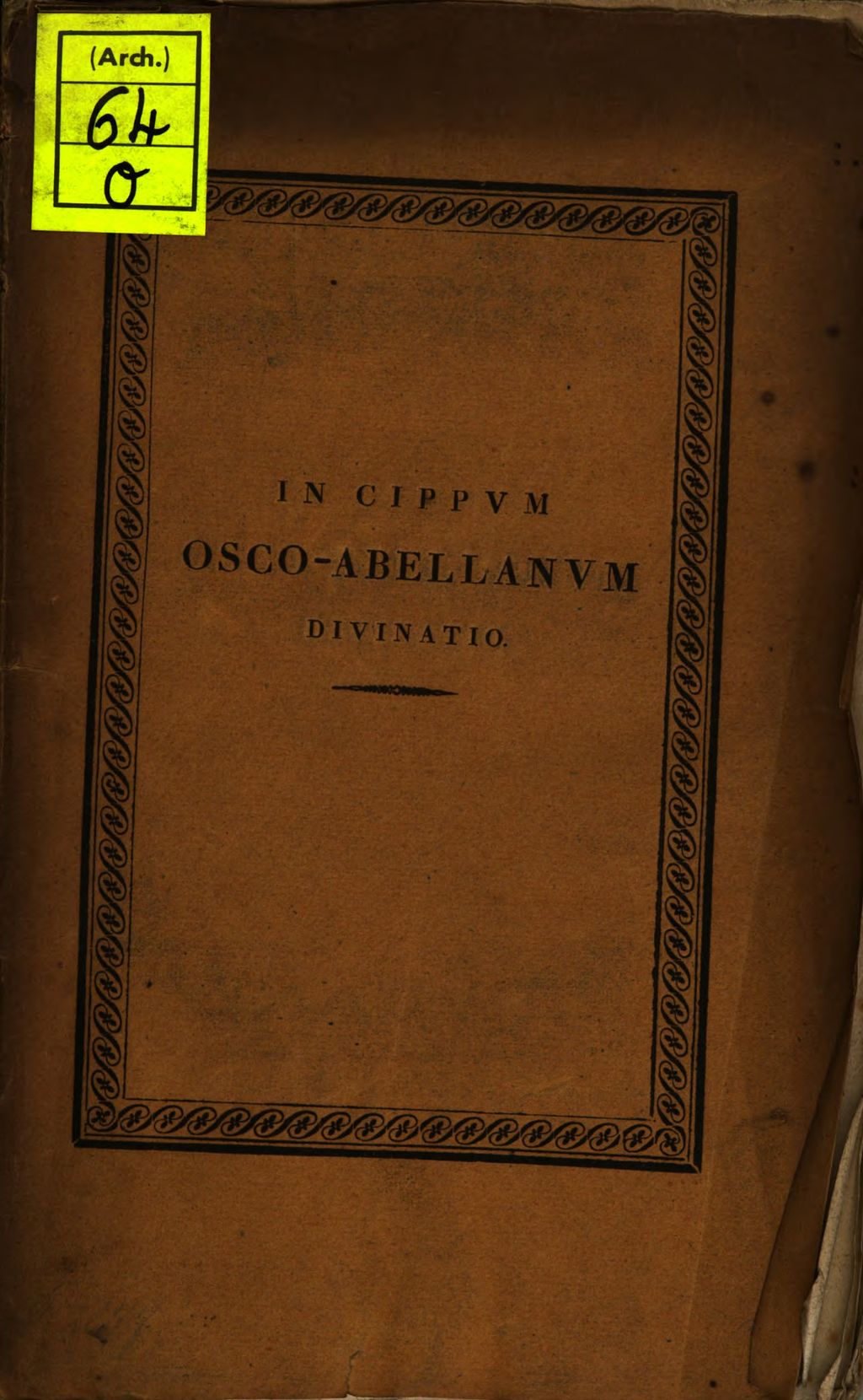 Cover of In cippum osco-abellanum divinatio