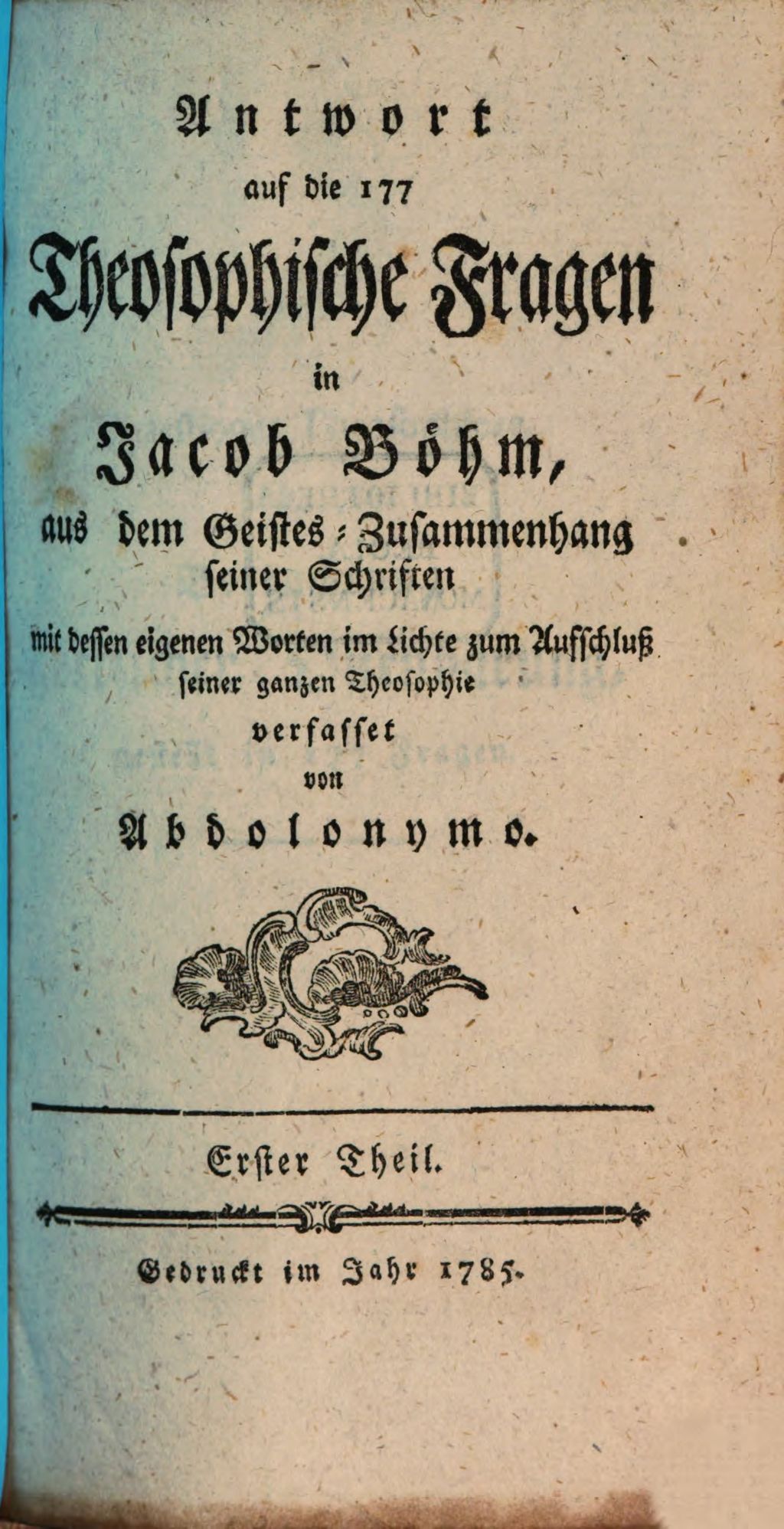 Cover of Antwort auf die 177 Theosophische Fragen in Jacob Böhm, aus dem Geistes-Zusammenhang seiner Schriften